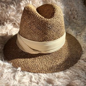 🛍BOGO Straw Fedora with Linen Accent Band